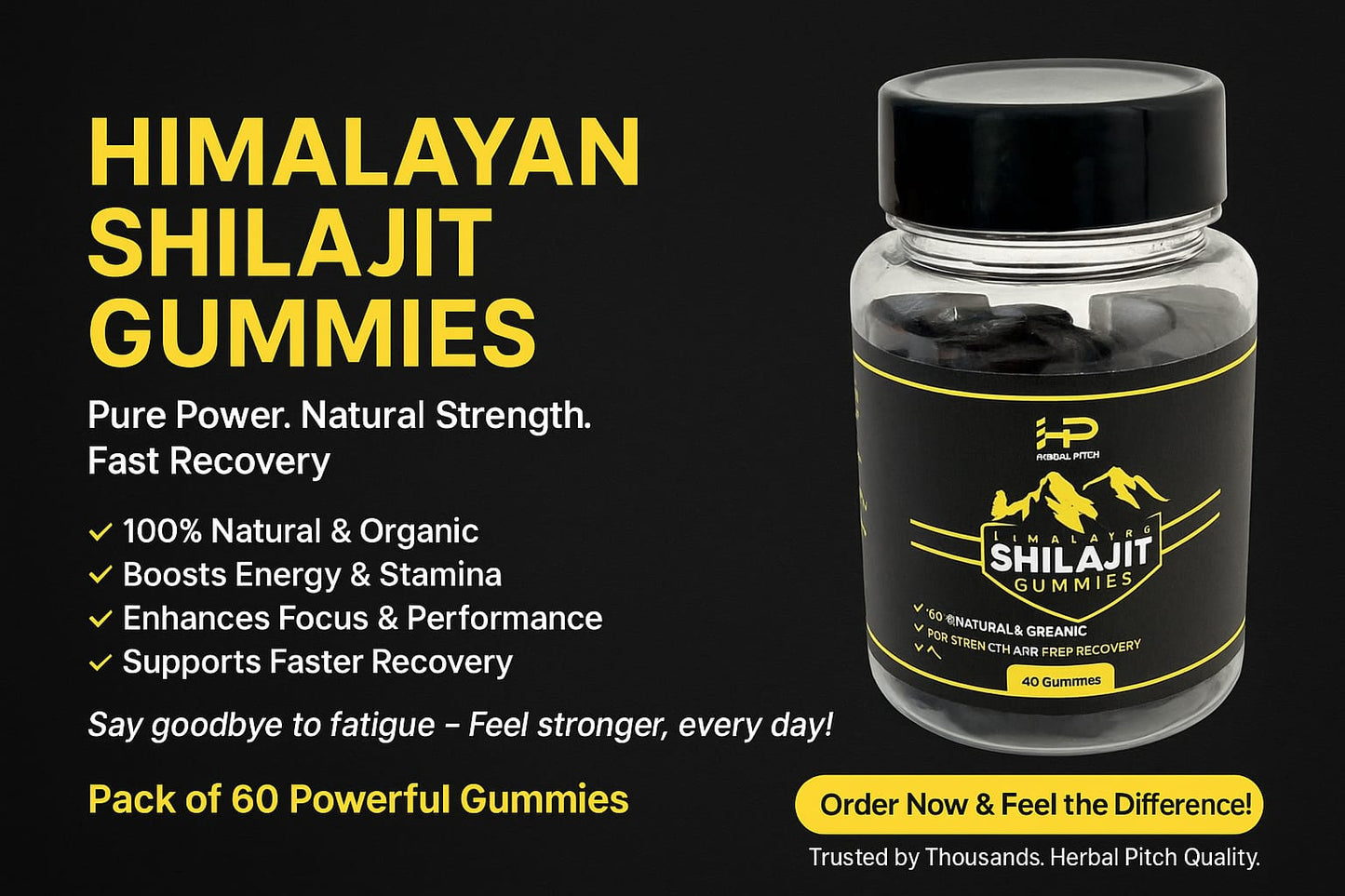 Himalayan Shilajit Gummies – 100% Natural Energy &amp; Stamina Booster (60 Gummies)