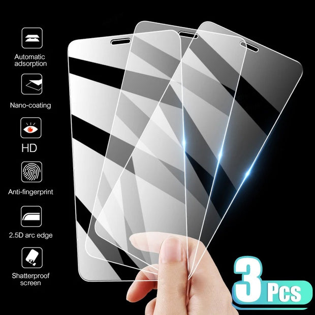 3PCS Full Cover Tempered Glass For iPhone 13 12 Mini 11 14 15 Pro Max 6S 7 8 14 Plus Screen Protector On iPhone XR XS MAX Glass