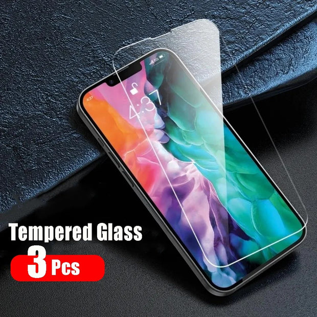 3PCS Full Cover Tempered Glass For iPhone 13 12 Mini 11 14 15 Pro Max 6S 7 8 14 Plus Screen Protector On iPhone XR XS MAX Glass